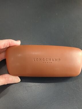 Longchamp Tan Brown Leather Eyeglass Case